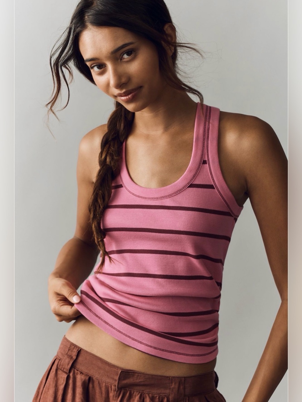 Pilcro Sunny Scoop-Neck Tank in Pink Stripe
Size Medium Super Cute!